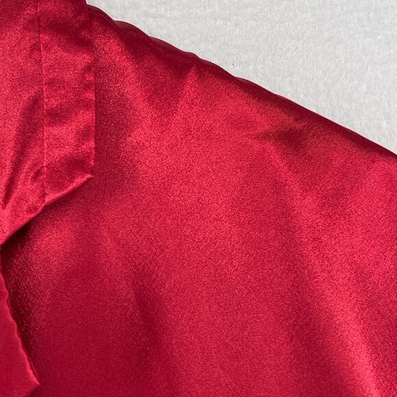 VICTORIA SECRET Top XS Satin Pajama Sleep Shirt Button Up Short Sleeve Red - Picture 9 of 12